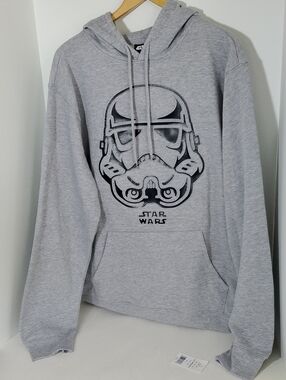 Star Wars Men's Light Gray Stormtrooper Pullover Hoodie Size L NWT